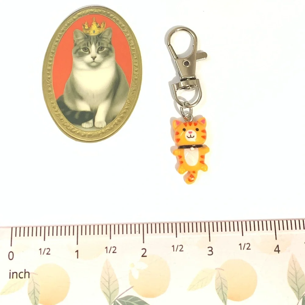 Cat Keychain with Crowned Cat Sticker